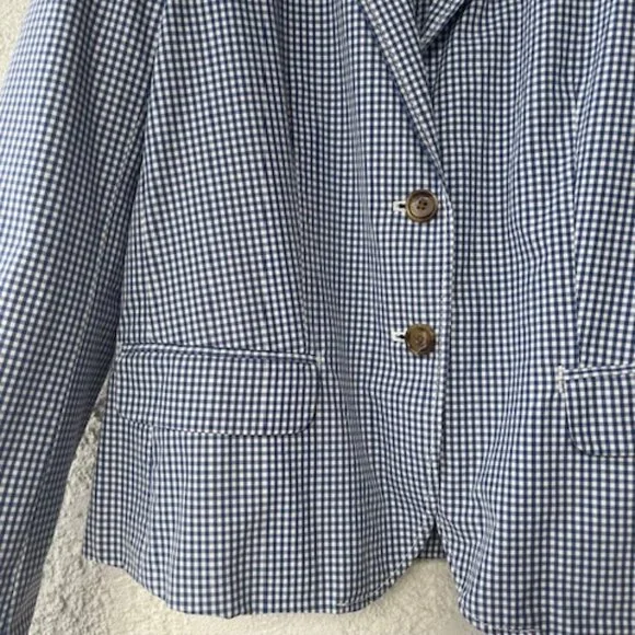 Vintage J.Crew Blue Gingham 100% Cotton Blazer - new! - Picture 3 of 13